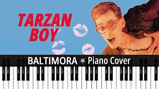 TARZAN BOY 1985 Baltimora  TUTORIAL piano cover  sheet music [upl. by Thebault]