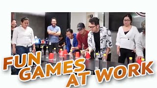 5 FUN PARTY GAMES AT WORK • Part 5 🎲  Minute To Win It Style [upl. by Nobe]