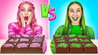 NEW 123GO Eating One Color Food Pink Vs Green ASMR Challenge [upl. by Amej]