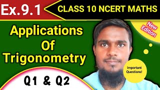 Ex 91 q1 amp 2 class 10 ncert solutions  Applications of trigonometry class 10 mhkclasses [upl. by Eddie]