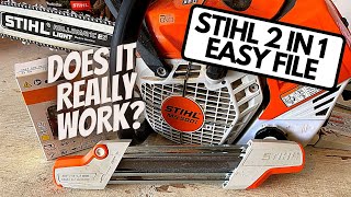 54 Stihl 2 in 1 easy file chainsaw chain sharpener review  Sharpening the Stihl MS 500i [upl. by Hgielanna]