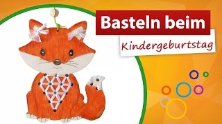 ♥ Basteln beim Kindergeburtstag ♥ Mitgebsel Fuchs Stickmotiv aus Holz  trendmarkt24 [upl. by Hagen]