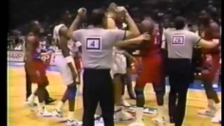 Derrick Coleman vs Armen Gilliam fight  Sixers  Nets  199293 [upl. by Tireb]