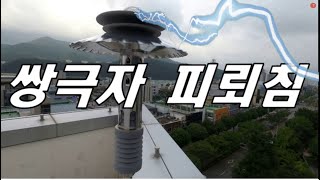 인텔리전트 빌딩 옥상에 설치되어 있는 쌍극자 피뢰침 피뢰침 설치 피뢰침 원리 피뢰침기법 피뢰침 구조 피뢰설비 회전구체법 피뢰설비 [upl. by Filiano]