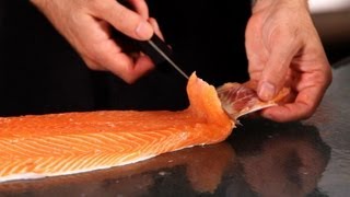 How to Remove the Skin from Salmon  Fish Filleting [upl. by Greerson]