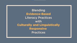 Blending Literacy Practices with Culturally and Linguistically Responsive Practices REL Midwest [upl. by Dnaletak]