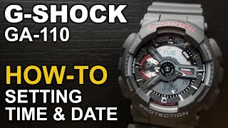 Gshock GA110  Setting time and date tutorial [upl. by Keldah]