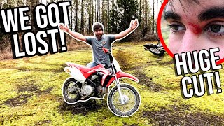 Bleeding amp LOST IN THE WOODS PitBike FAILURE [upl. by Stephana182]