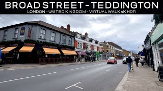 Broad Street  Teddington West London  Virtual Walking Tour 4K HDR [upl. by Fording76]