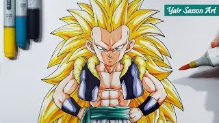 How To Draw GOTENKS Super Saiyan 3  Step By Step Tutorial [upl. by Acilgna]