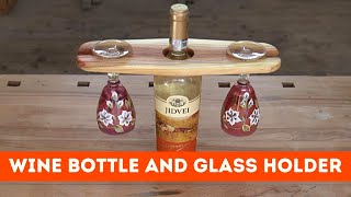 DIY Wood Wine Bottle and Glass Holder  How to Make [upl. by Icnarf657]