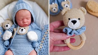 How to Crochet a Baby Rattle PART 1 of Cute Amigurumi Bear Teething Toy [upl. by Ubana]