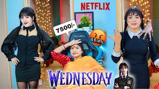 My Desi Mom Reacts to WEDNESDAY ADDAMS Inspired Dresses 😰 7500 ka Chuna 😭Nilanjana Dhar [upl. by Erodroeht]