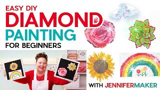 How to Do Diamond Painting for Beginners  Step by Step with 4 Free amp Easy Patterns [upl. by Idna]