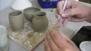 Mugs and Handles Pottery Demonstration Wheel Throwing [upl. by Portingale]