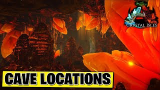 Ark Crystal Isles  All Cave Locations official DLC map [upl. by Notsecnirp]