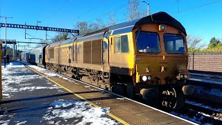 GBRf 667766009566725 DRAX workings Trains at HuytonEdge Hill 17012024 railways trains gbrf [upl. by Coulson]