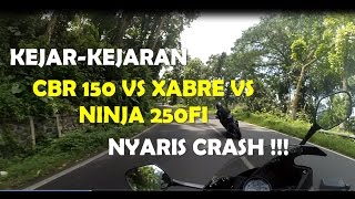 Motovlog Indonesia 35  Kejarkejaran Motor CBR 150 VS Xabre VS Ninja 250 Fi Nyaris Crash [upl. by Anigroeg]