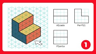 Alzado Planta y Perfil  Pieza 1  de Axonométrico a Vistas Diédricas  Paso a Paso [upl. by Roley]