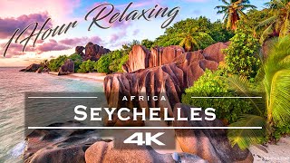 Seychelles 🇸🇨  by drone 4K  1 hour relaxing video [upl. by Lattie]