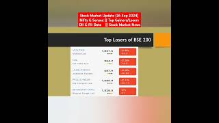 Stock Market Update 26 Sep 2024  BSE  NSE  Top gainerslosers  FII  Stock Market News shorts [upl. by Rivi76]