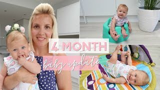 4 Month Baby Update  Rolling Over Sitting Up Touching Toes and Really Lauging [upl. by Sophie]