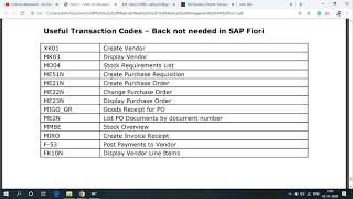 List of TCodes used in Material Management in S4HANA  Useful Transaction Codes for MM Module SAP [upl. by Kincaid]