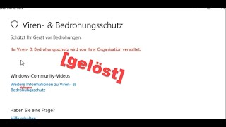 Ihr Viren und Bedrohungsschutz wird von ihrer Organisation verwaltet Windows Defender  Lösung [upl. by Onitnatsnoc]