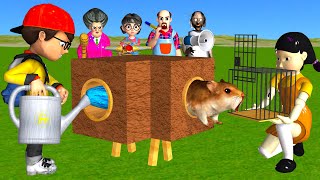 Scary Teacher 3D vs Squid Game Trying Catch Rodent Mouse in Wooden Pipe to Cage 5 Times Challenge [upl. by Mallina]