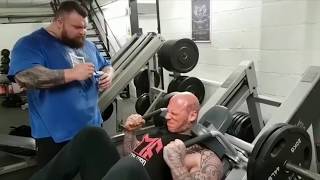 Eddie Hall throwing yogurt at Martyn Ford 😂😂😂 [upl. by Ahsaenat405]