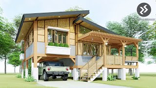 Split  Level Amakan House Design with 2 Bedrooms  Elevated Native House  Modern Bahay Kubo [upl. by Aihsotan]