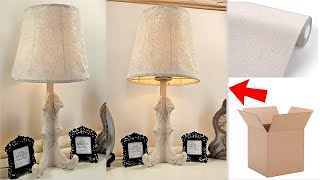 Make a Beautiful Lamp from a wallpaper and cardboardDiy Table Lamp [upl. by Ynttirb653]