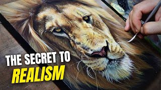 This is THE BEST TIP for REALISTIC PAINTING  Painting a Lion in Acrylics [upl. by Travus]