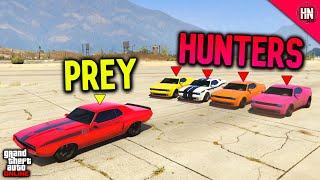 GAUNTLET CLASSIC vs 4 HELLFIRES GTA 5 ManHunt [upl. by Lobiv641]