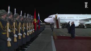 Arrivo del Presidente Mattarella in visita ufficiale nella Federazione Russa [upl. by Alleber]