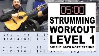 5 Minute Beginner Strumming Workout amp Technique Lesson How to StrumTutorial [upl. by Aseiram]