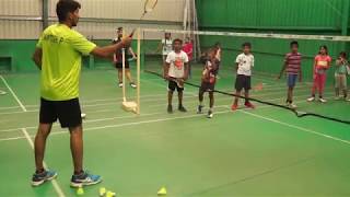 Badminton coaching For kids basic technique by Santhosh Padala [upl. by Dnomed]