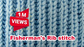 Knit Fishermans Rib stitch amp How to Bind off · Knitting Stitch Patterns · Feb 2015 [upl. by Culley]