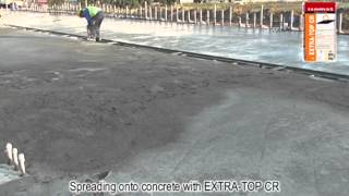 Broadcasting EXTRATOP CR onto fresh concrete by ISOMAT SA [upl. by Aidroc853]