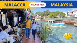 Walk in MELAKA Malaysia 2023 🇲🇾 City Tour 4K Malacca river [upl. by Loseff]