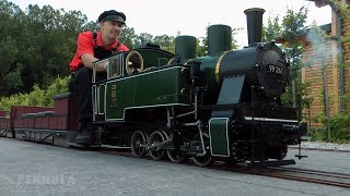 Dampflokomotive LAG 64 auf der Parkeisenbahn bzw Gartenbahn im HansPeter Porsche Traumwerk [upl. by Connelley17]