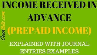 Income Received In Advance Prepaid Income  Explained with Journal Entries Examples [upl. by Rafat]