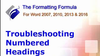 Word Troubleshooting Numbered Headings [upl. by Eeloj]