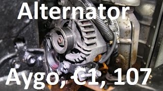 How to remove replace alternator on 10 Toyota Aygo Citroen C1 Peugeot 107 [upl. by Nasah]