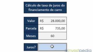 Aprenda a calcular a taxa de juros do financiamento do carro com auxílio do Excel [upl. by Laeahcim76]