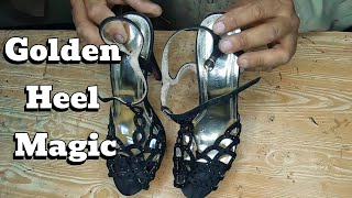 Golden Heel Transformation with Vintage Dress  Stunning DIY Makeover [upl. by Namsaj]