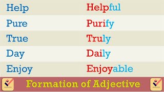 Formation of Adjective  Verb  Adverb by adding Suffixes  200 Important words  Formation of Words [upl. by Drofhsa]