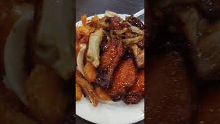 Saltamp pepper shrimp honey hot wings shrimp fried rice wteriyaki chicken shortvideo [upl. by Acissej]