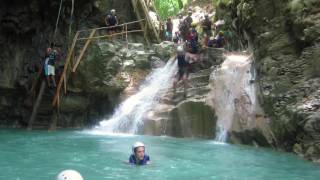 Jumping the final waterfall in the 27 Waterfalls of Rio Damajagua in the Dominican Republic [upl. by Sacken]