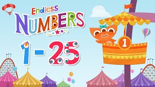 Endless Numbers  Learn to Count from 1 to 25  Simple Addition in English  Originator Games [upl. by Yllehs]